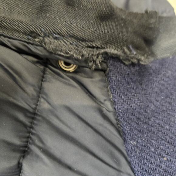 Barbour Great Coat Mens Small Navy Blue Mid Length Fibre Down Quilted Flawed - Picture 10 of 16